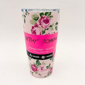 Betsey Johnson Pink Floral Rose Stainless Insulated Tumbler 17oz Travel Mug